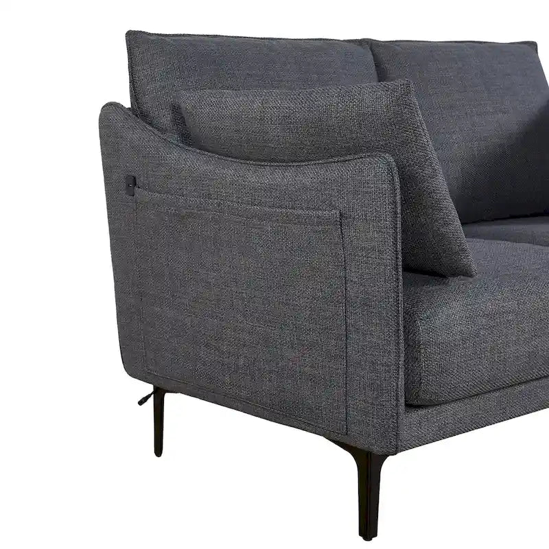 2.5-Seater Sofa with USB Charging Port & Metal Legs