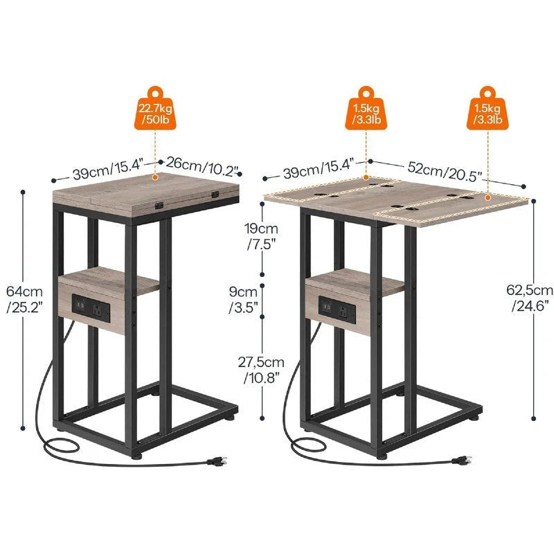 Klappbarer Beistelltisch - 15.4D x 10.2W x 25.2H