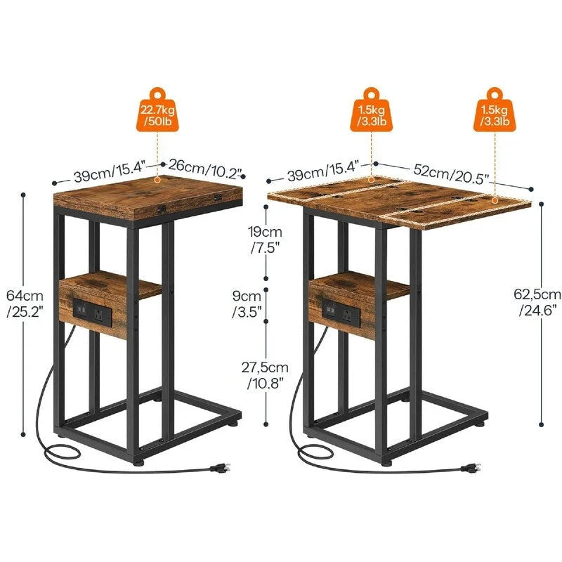 Klappbarer Beistelltisch - 15.4D x 10.2W x 25.2H