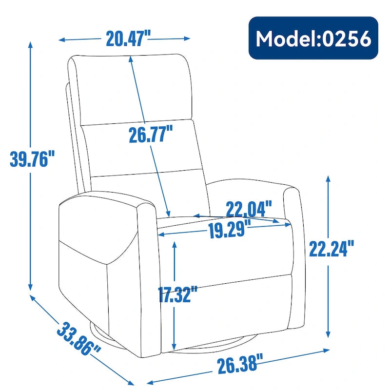 Manueller Relaxsessel aus Stoff mit Wipp- und Drehfunktion für das Wohnzimmer