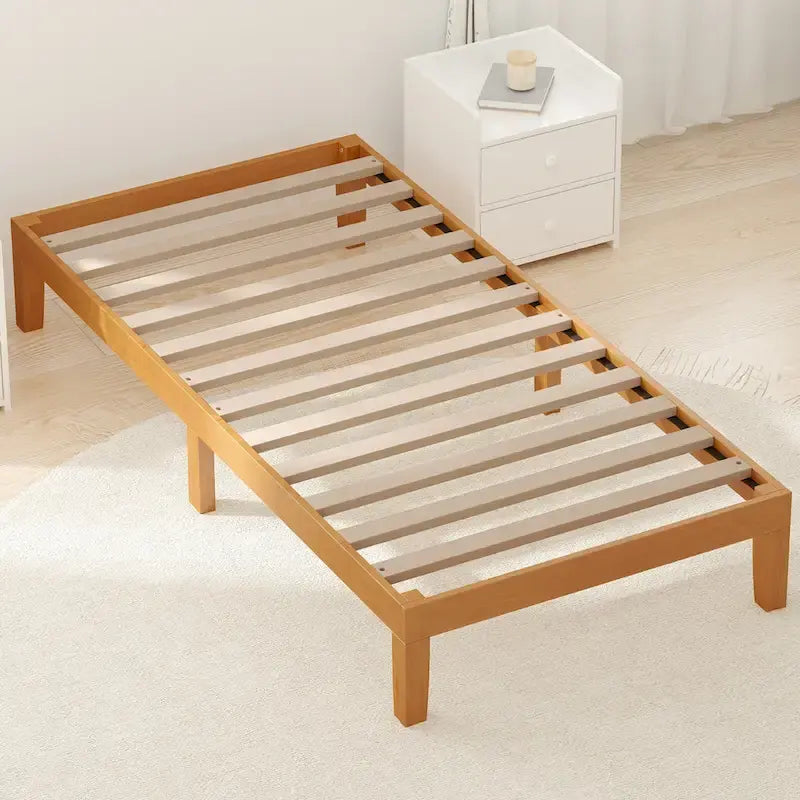 Plattformbett aus Massivholz in Twin-Größe mit 1000lb Tragfähigkeit und Stauraum
