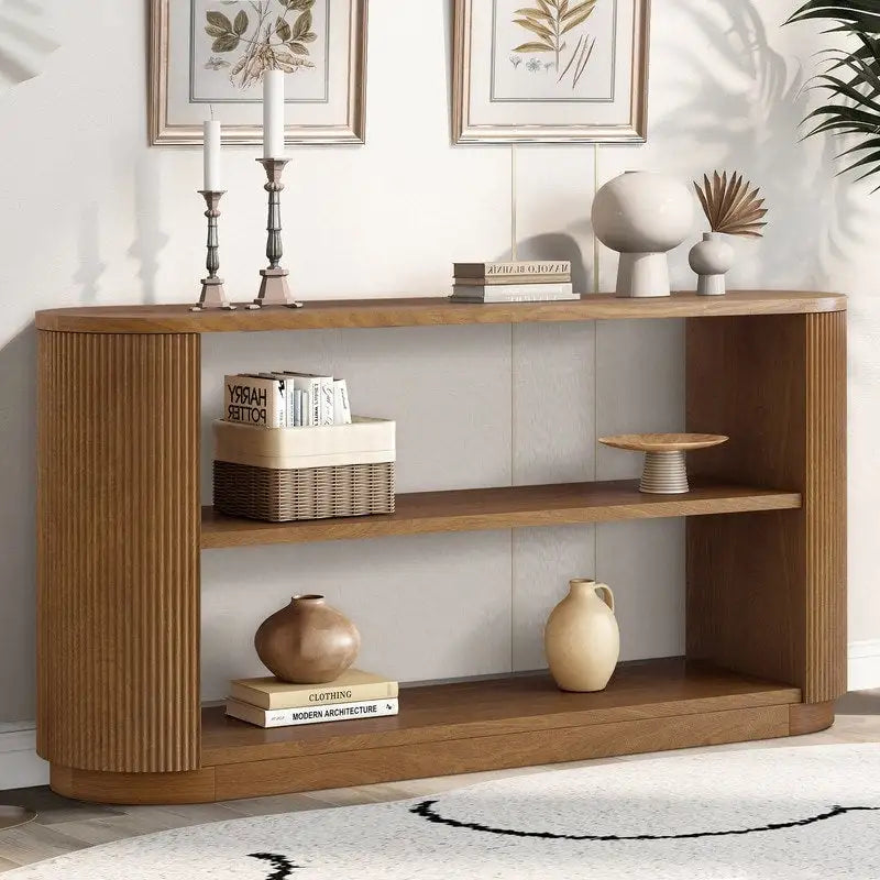 58.9 Moderner Konsolentisch für den Eingangsbereich, schmaler Sofatisch mit offenem Regal für vielseitige Nutzung