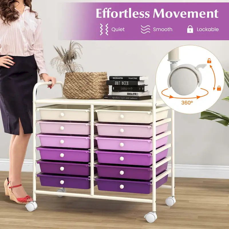 12-Drawer Rolling Storage Cart Mobile Utility Cart on Wheels