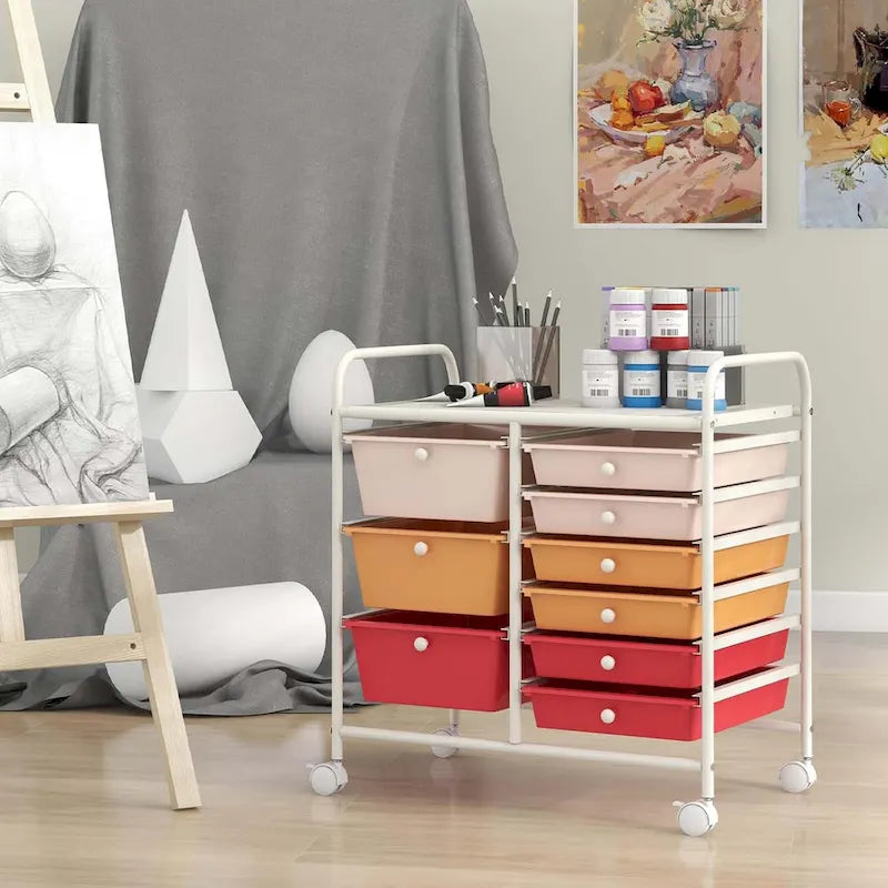 9 Drawer Rolling Storage Cart Mobile Drawer Carts Utility Cart