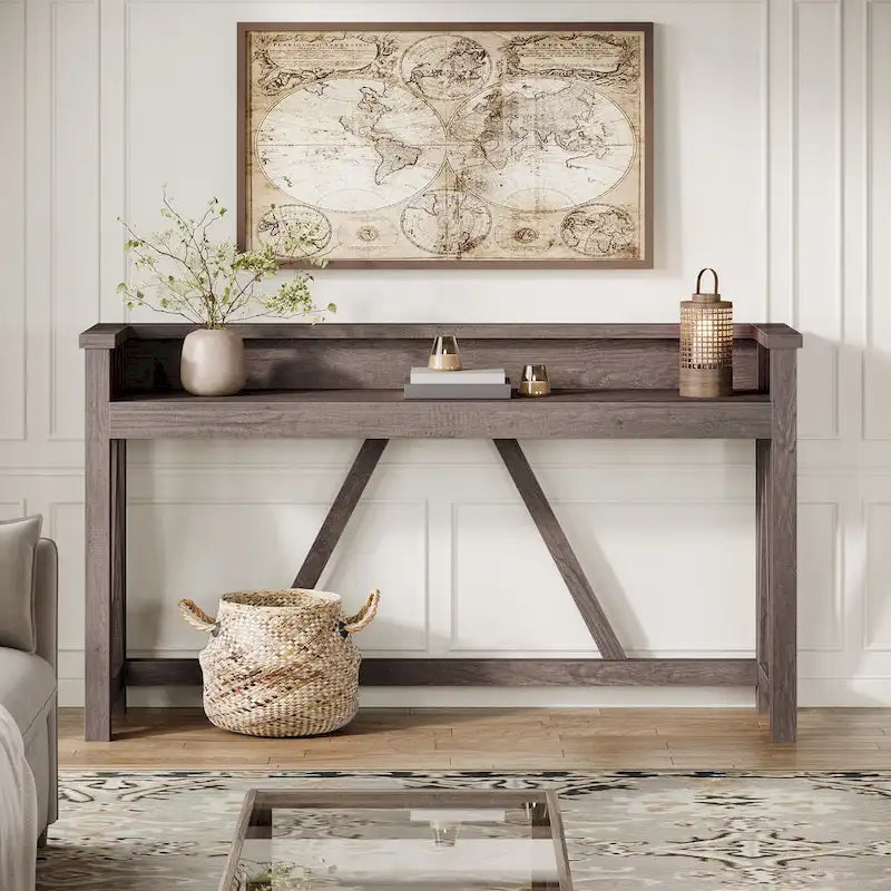 Table console de 63 pouces de long, table console rustique en bois