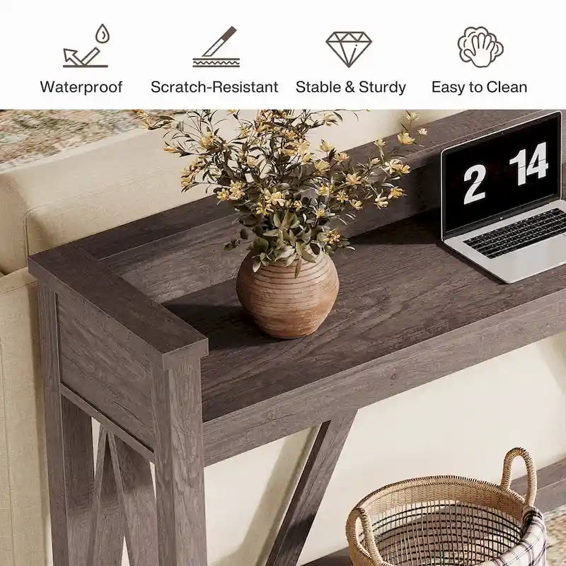 Table console de 63 pouces de long, table console rustique en bois