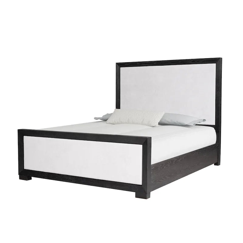 Modernes klassisches Polsterbett aus Massivholz mit Stoffpaneelen