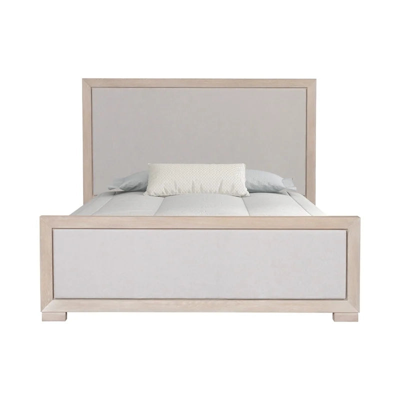 Modernes klassisches Polsterbett aus Massivholz mit Stoffpaneelen