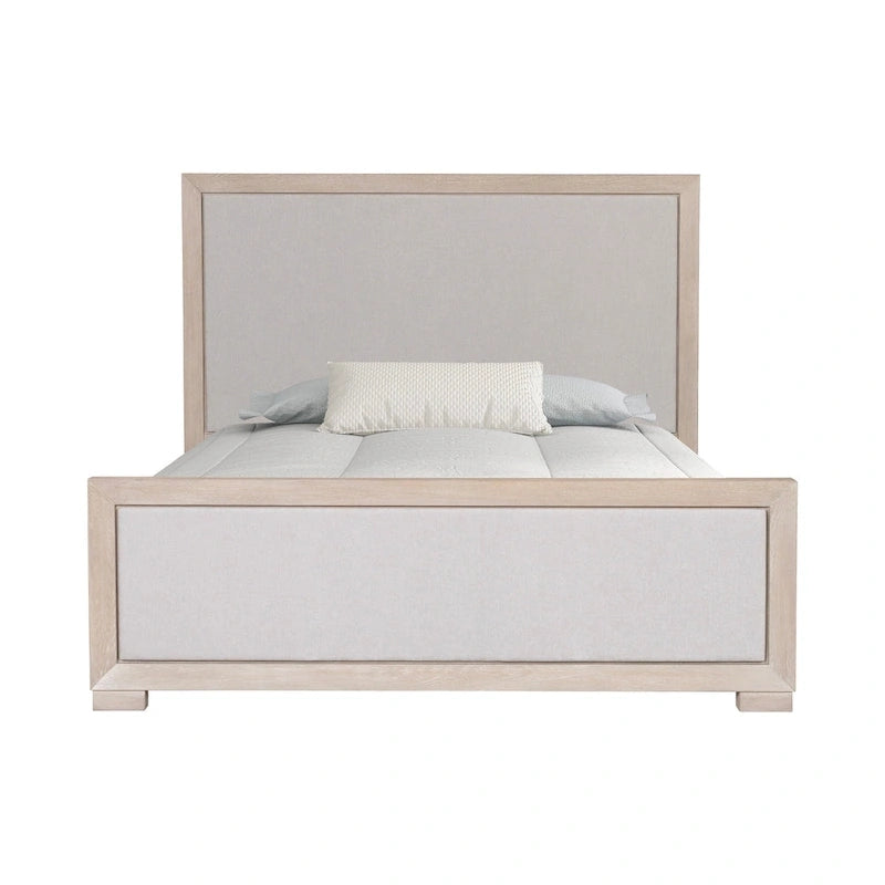 Modernes klassisches Polsterbett aus Massivholz mit Stoffpaneelen