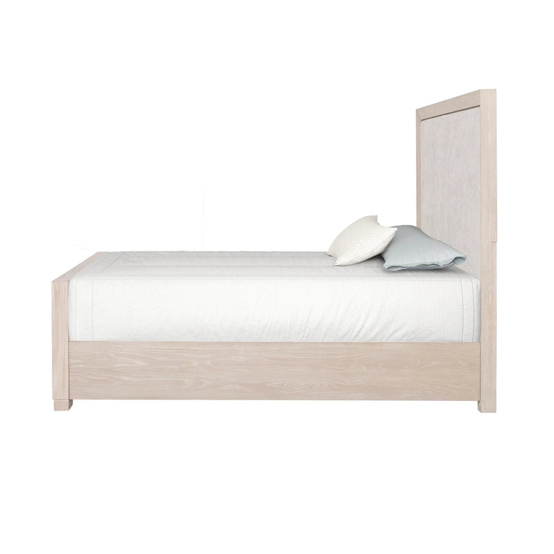 Modernes klassisches Polsterbett aus Massivholz mit Stoffpaneelen