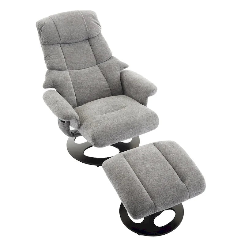 Chenille 360 Swivel Massage Recliner Chair with Ottoman, Massage and Heated Seat