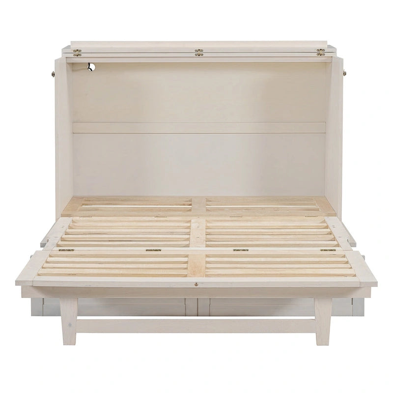 Lit escamotable moderne 2 places avec tiroirs de rangement polyvalents et USB