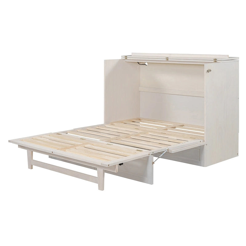 Lit escamotable moderne 2 places avec tiroirs de rangement polyvalents et USB