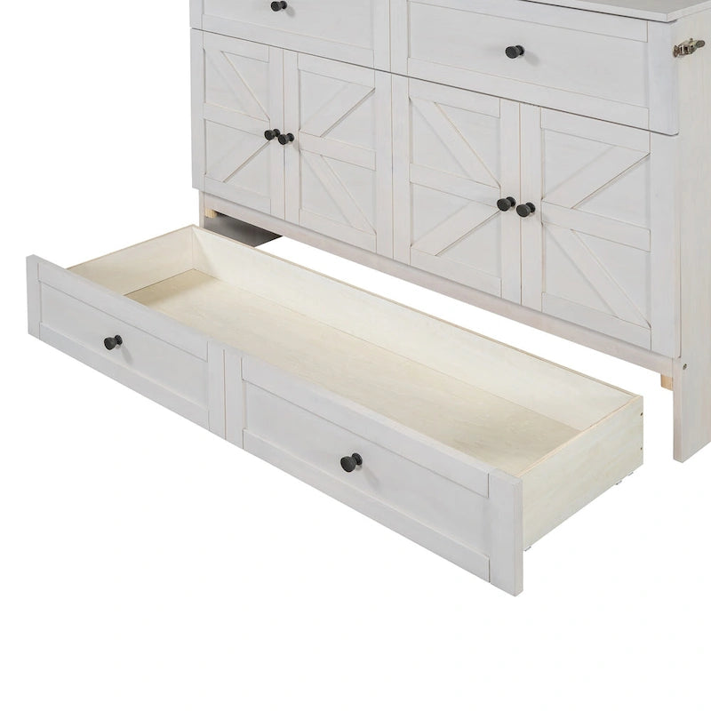 Lit escamotable moderne 2 places avec tiroirs de rangement polyvalents et USB