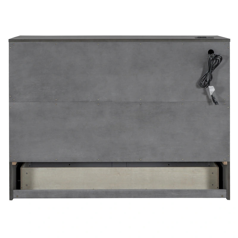 Lit escamotable moderne 2 places avec tiroirs de rangement polyvalents et USB