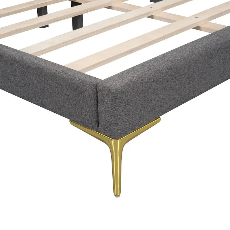 Grey Full Size Upholstered Daybed with Armrest