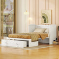 Lit escamotable double en pin avec USB et tiroir