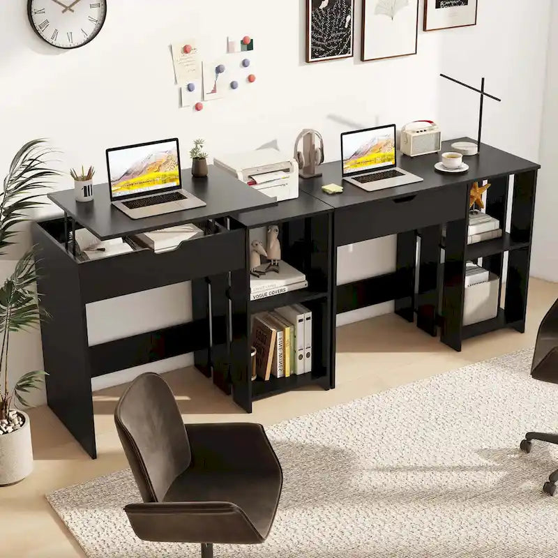 Lift Top Computer Desk Standing Desk with Hidden Compartments