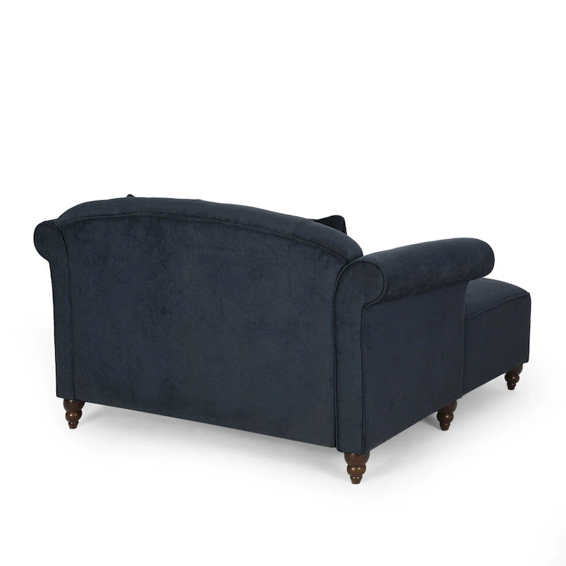 Chaise longue double capitonnée de style moderne (avec coussins décoratifs) — L 63.00 x W 58.50 x H 34.50