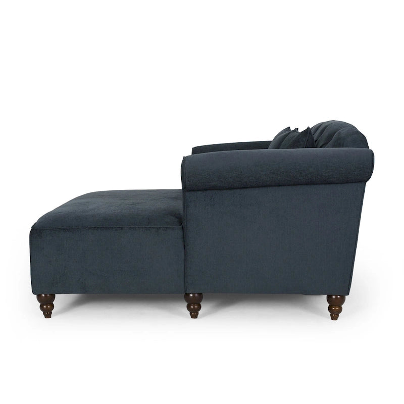 Chaise longue double capitonnée de style moderne (avec coussins décoratifs) — L 63.00 x W 58.50 x H 34.50