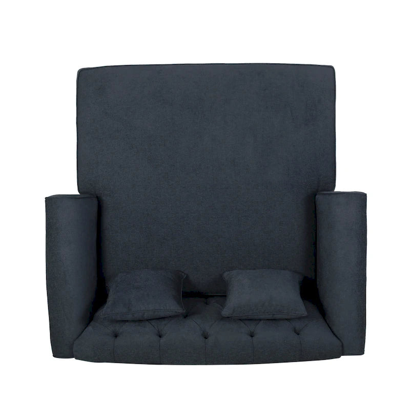 Chaise longue double capitonnée de style moderne (avec coussins décoratifs) — L 63.00 x W 58.50 x H 34.50