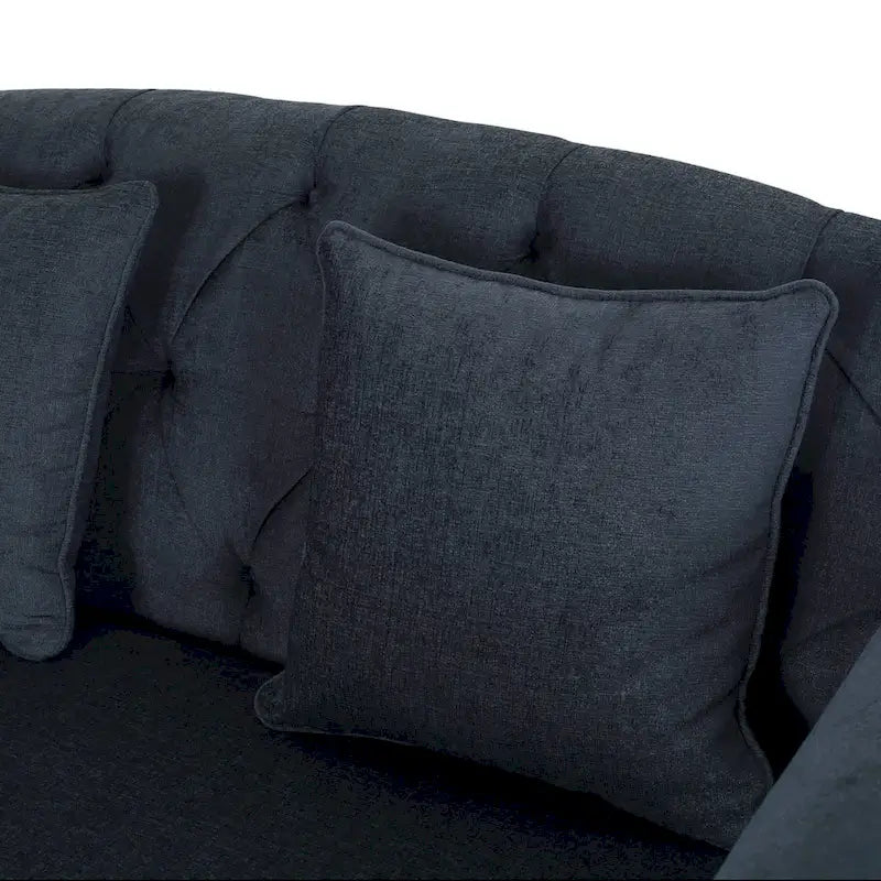 Chaise longue double capitonnée de style moderne (avec coussins décoratifs) — L 63.00 x W 58.50 x H 34.50