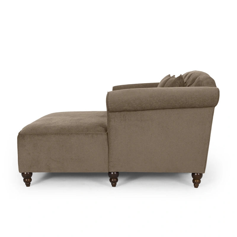 Chaise longue double capitonnée de style moderne (avec coussins décoratifs) — L 63.00 x W 58.50 x H 34.50