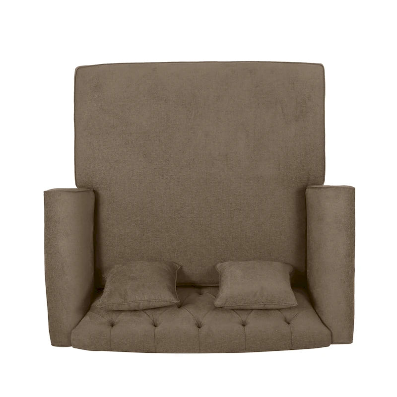 Chaise longue double capitonnée de style moderne (avec coussins décoratifs) — L 63.00 x W 58.50 x H 34.50