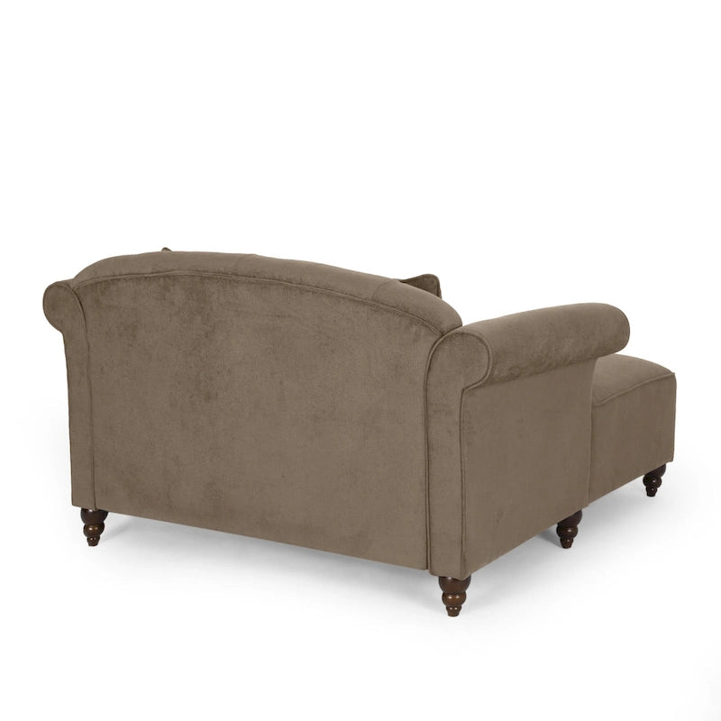 Chaise longue double capitonnée de style moderne (avec coussins décoratifs) — L 63.00 x W 58.50 x H 34.50