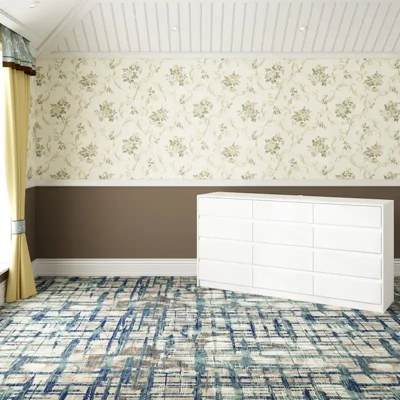 Commode à 12 tiroirs pour chambre avec tiroirs profonds, grand coffre en bois au sol