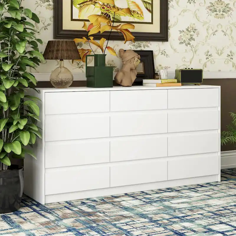 Commode à 12 tiroirs pour chambre avec tiroirs profonds, grand coffre en bois au sol