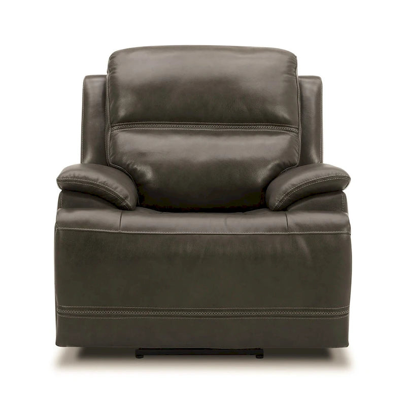 Leather Power Recliner - Graphite Grey Upholstered Arm Chair