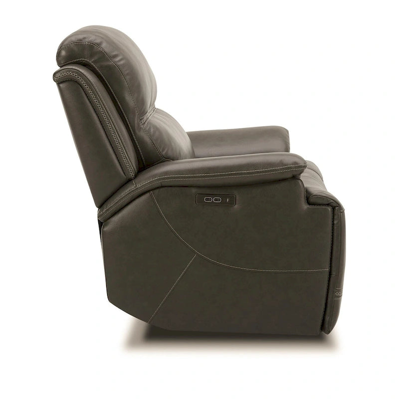 Leather Power Recliner - Graphite Grey Upholstered Arm Chair