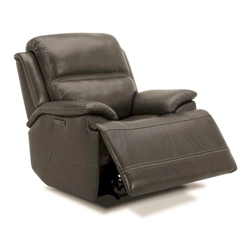 Leather Power Recliner - Graphite Grey Upholstered Arm Chair