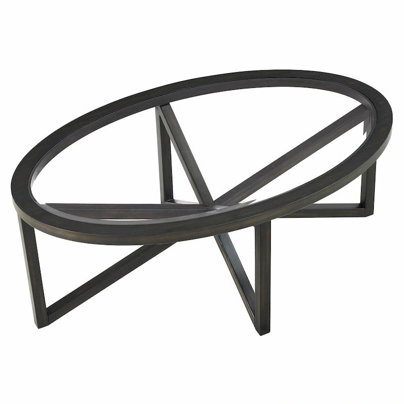Moderner Couchtisch aus Glas mit Holzgestell