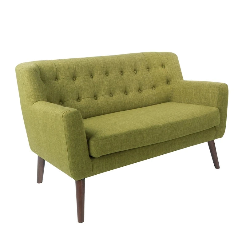 Stoff-Loveseat mit getufteter Rückenlehne im Mid-Century-Stil - N/A