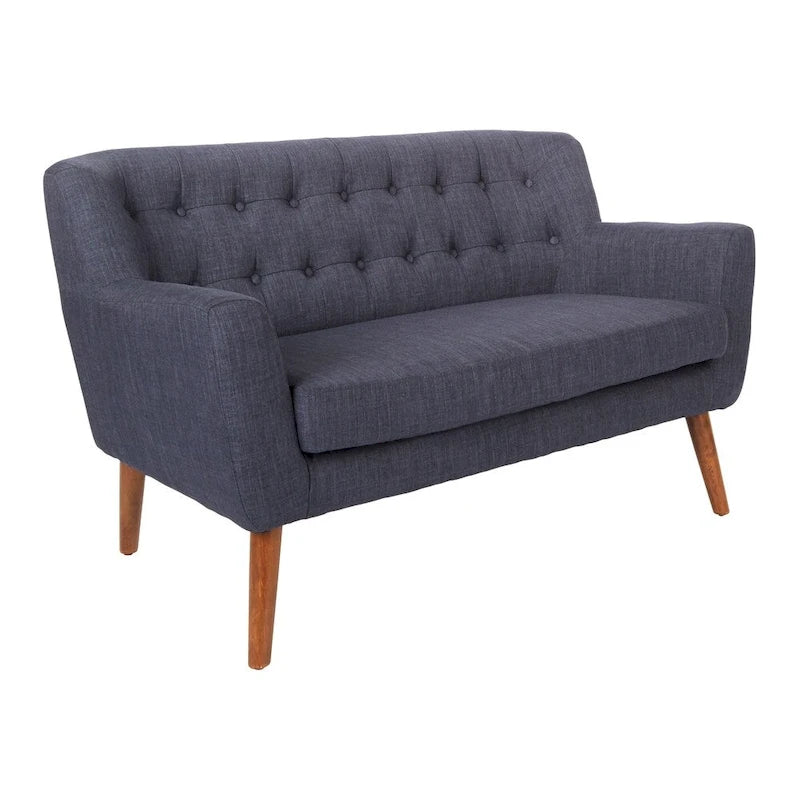 Stoff-Loveseat mit getufteter Rückenlehne im Mid-Century-Stil - N/A