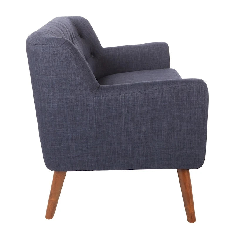 Stoff-Loveseat mit getufteter Rückenlehne im Mid-Century-Stil - N/A