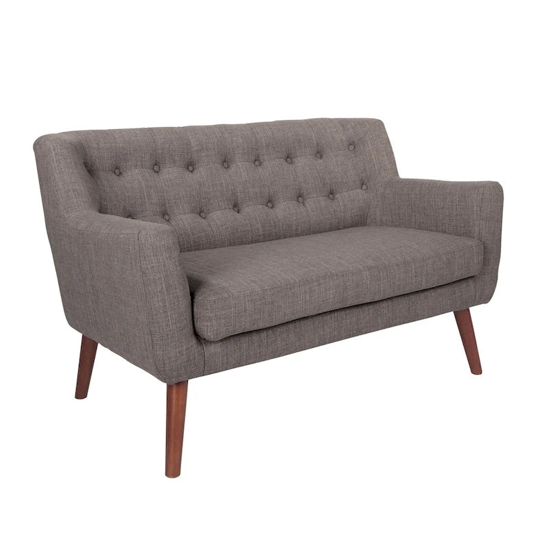Stoff-Loveseat mit getufteter Rückenlehne im Mid-Century-Stil - N/A