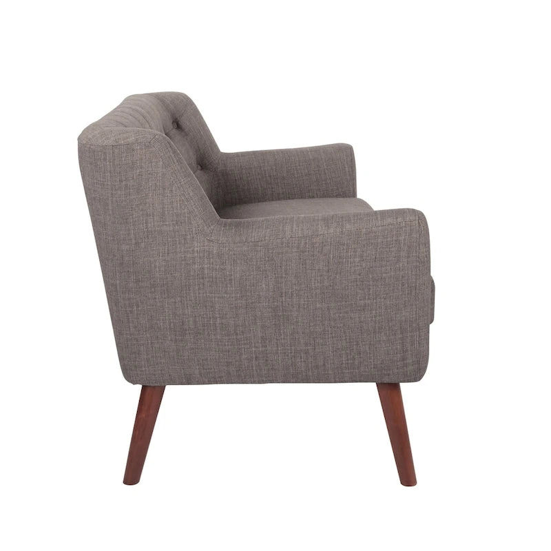 Stoff-Loveseat mit getufteter Rückenlehne im Mid-Century-Stil - N/A