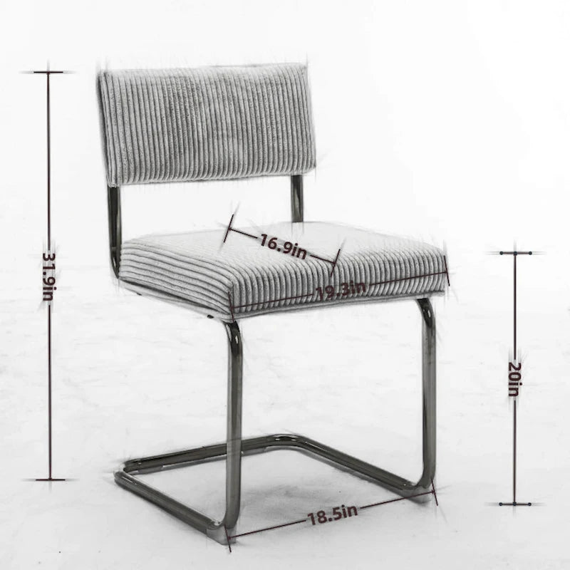 Chaises de salle à manger modernes avec piètement métallique doré, chaises de cuisine d'appoint sans accoudoirs avec capitonnage à canaux, ensemble de 2