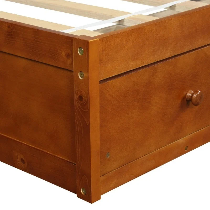 Cadre de lit plateforme en bois massif avec rangements, 3 tiroirs, taille Twin