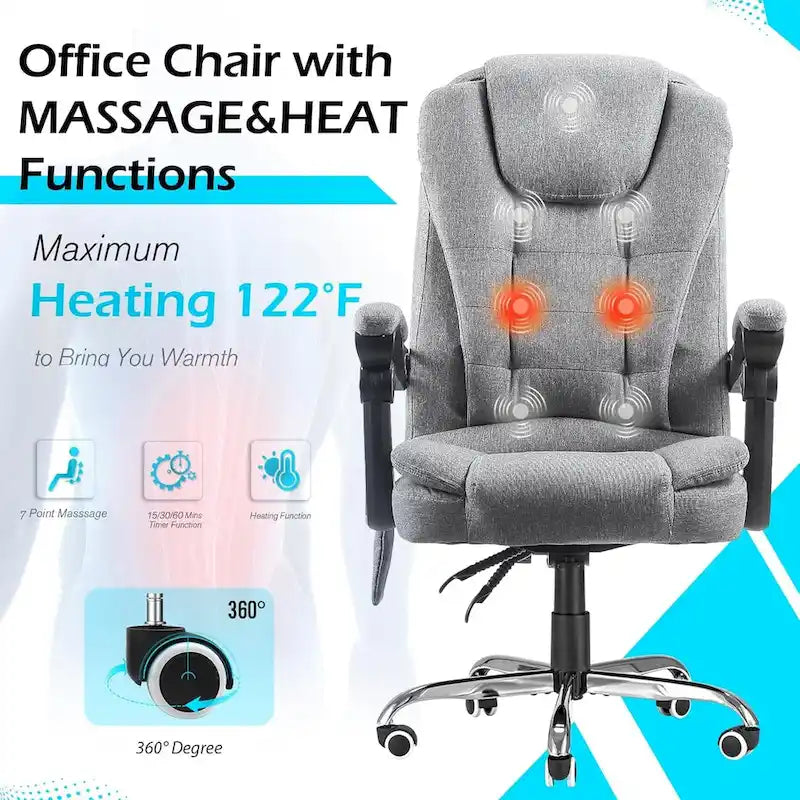 Ergonomic Office Chair with 7 Points Vibrating Massage&Heat Functions
