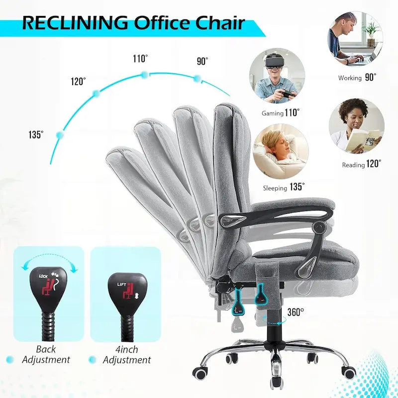 Ergonomic Office Chair with 7 Points Vibrating Massage&Heat Functions