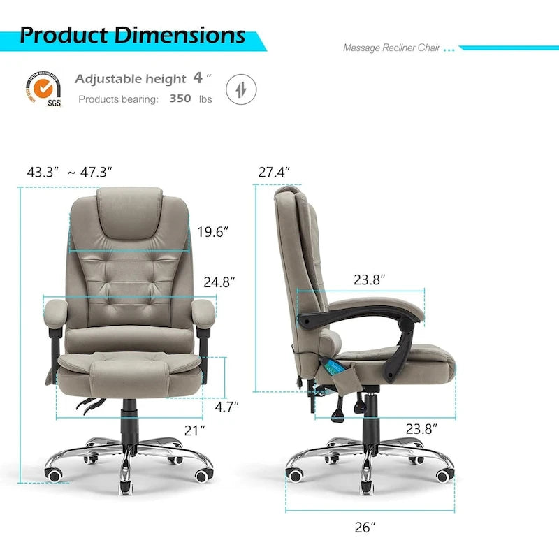 Ergonomic Office Chair with 7 Points Vibrating Massage&Heat Functions
