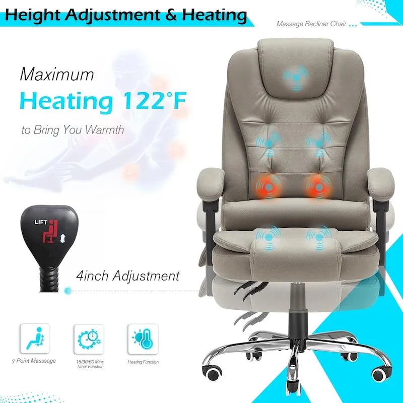Ergonomic Office Chair with 7 Points Vibrating Massage&Heat Functions