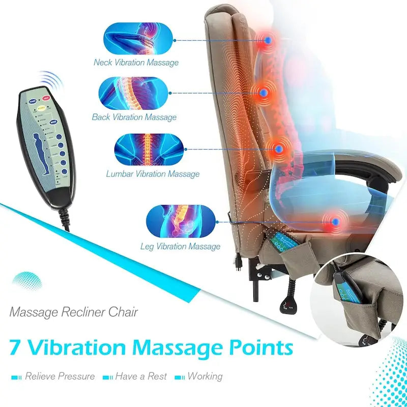 Ergonomic Office Chair with 7 Points Vibrating Massage&Heat Functions