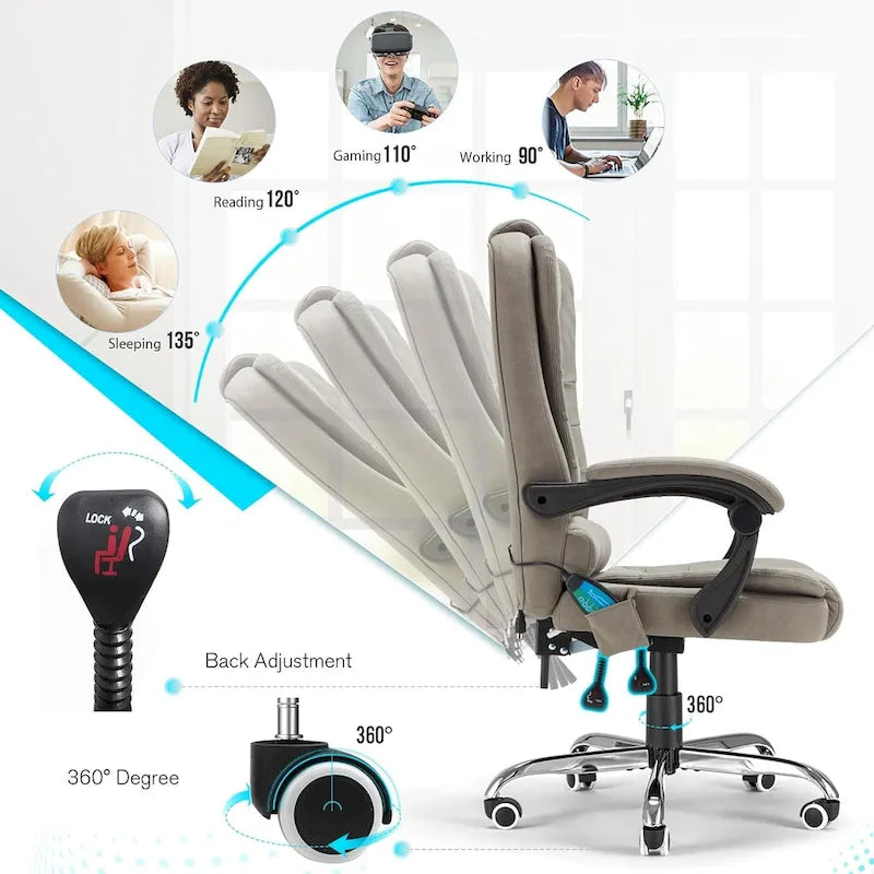Ergonomic Office Chair with 7 Points Vibrating Massage&Heat Functions