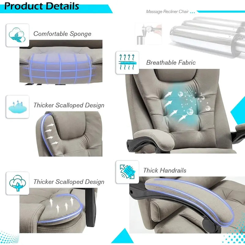 Ergonomic Office Chair with 7 Points Vibrating Massage&Heat Functions