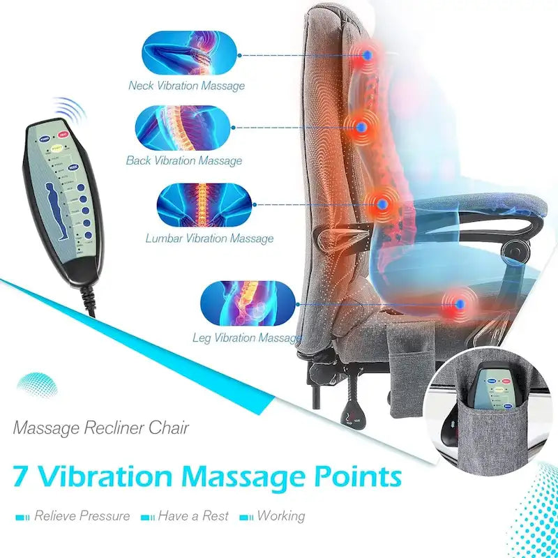 Ergonomic Office Chair with 7 Points Vibrating Massage&Heat Functions